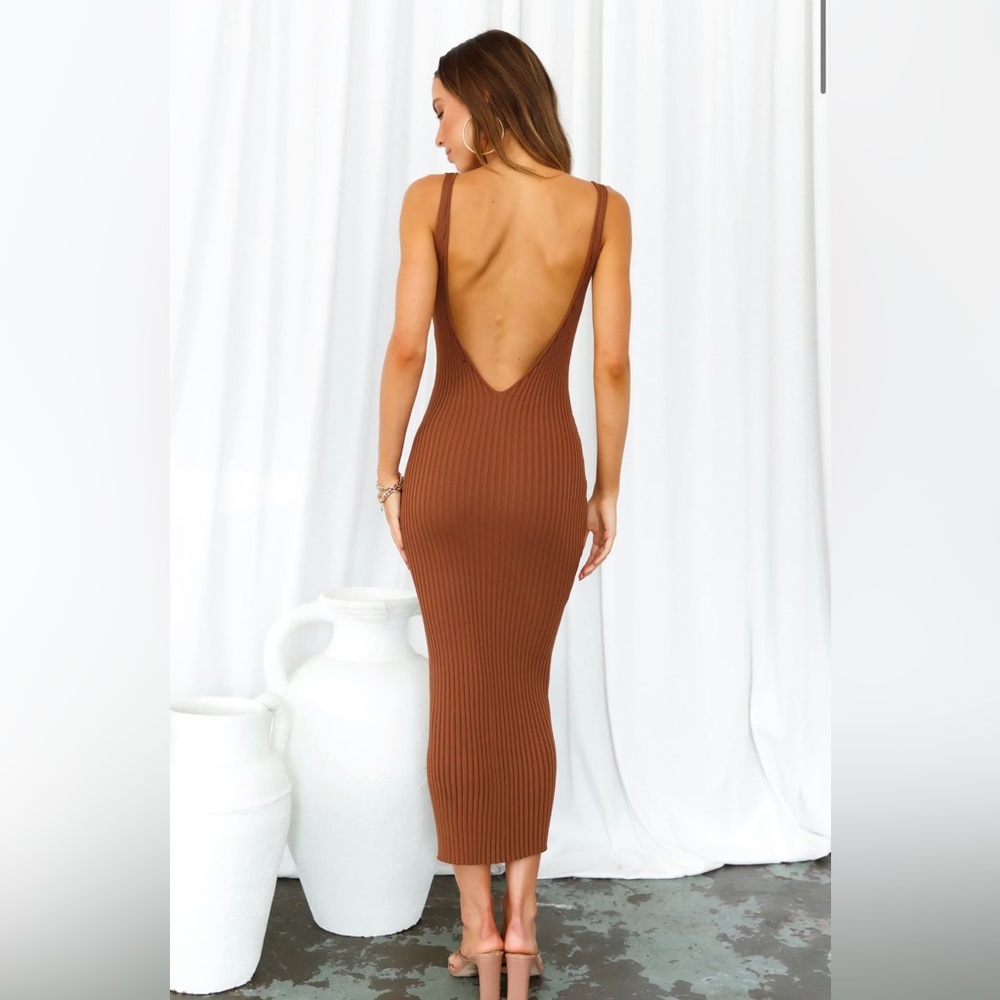 Hello Molly Maddison MIDI Dress Brown Small
